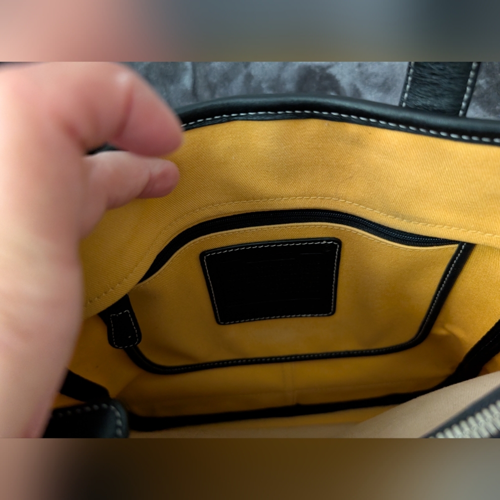 Coach Hampton Canvas and Leather Vintage Tote Bag With Yellow Interior - Picture 8 of 14